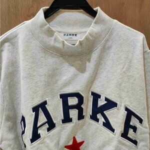 Parke Women's Light Gray Sweatshirt with Navy and Red Accents